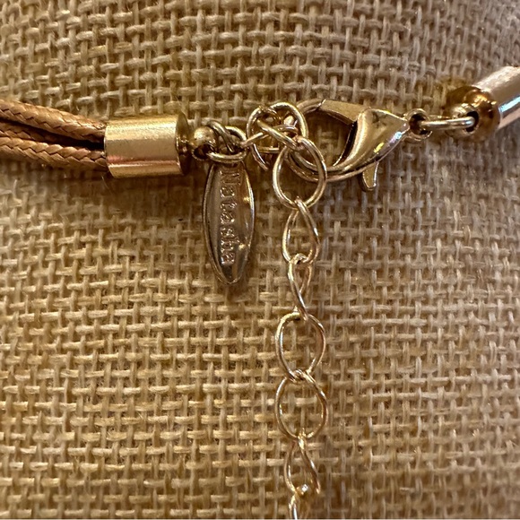 Natasha Necklace brown multistrand cord w/ large faux tortoise oval rings - Picture 8 of 9